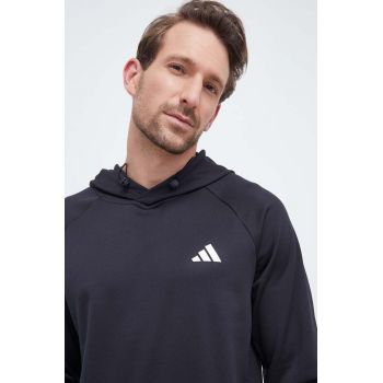 adidas Performance hanorac de antrenament culoarea negru, cu glugă, neted