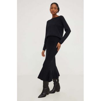 Answear Lab set - pulover și fustă culoarea negru