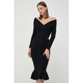 Elisabetta Franchi rochie culoarea negru, maxi, mulata