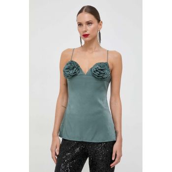 Bardot bluza femei, culoarea verde, neted