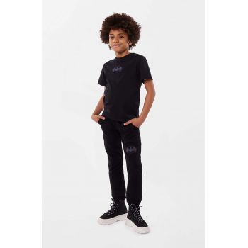 Dkny pantaloni de trening din bumbac pentru copii culoarea negru, cu imprimeu