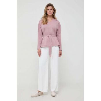 Max Mara Leisure bluza femei, culoarea roz, neted