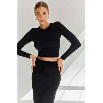 Saint Body longsleeve femei, culoarea negru, cu spate descoperit