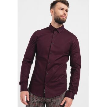 Camasa slim fit cu model uni