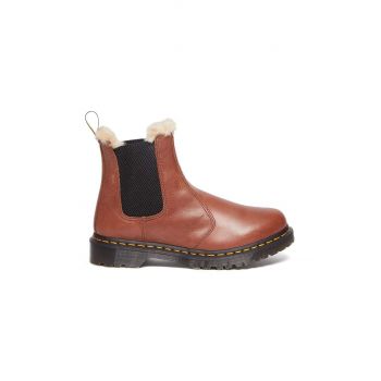 Dr. Martens ghete chelsea de piele 2976 Leonore femei, culoarea maro, cu toc plat, izolat, DM27784225