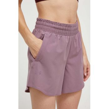 Under Armour pantaloni scurți de antrenament Flex culoarea violet, neted, high waist