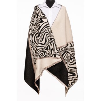 Esarfa cashmere animal print, negru si alb