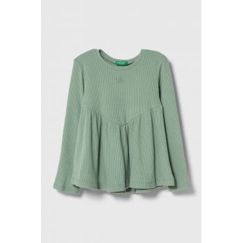 United Colors of Benetton longsleeve copii culoarea verde