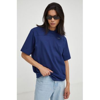 G-Star Raw tricou din bumbac culoarea albastru marin, neted