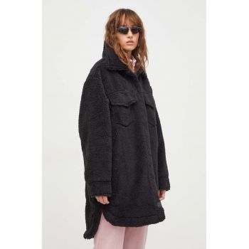 UGG geaca femei, culoarea negru, de tranzitie, oversize de firma originala