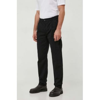 United Colors of Benetton pantaloni de bumbac culoarea negru, cu fason cargo