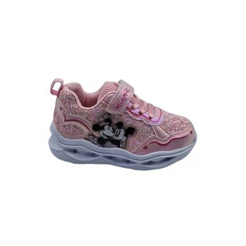 Pantofi sport cu aspect stralucitor si tematica Minnie Mouse