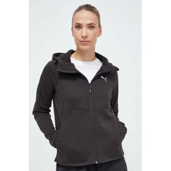 Puma bluza femei, culoarea negru, cu glugă, neted