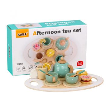 Set Joc de rol din lemn servirea ceaiului Afternoon Tea Kabi, 15 piese