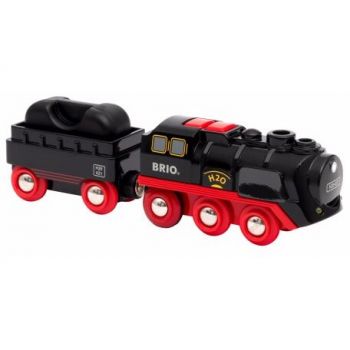 Jucarie battery steam locomotive with water tank, toy vehicle (black/red)