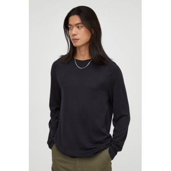 Marc O'Polo longsleeve barbati, culoarea negru, neted