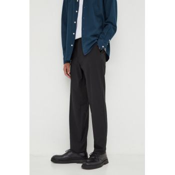 Marc O'Polo pantaloni din lana culoarea negru, cu fason chinos