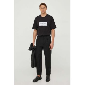 Michael Kors pantaloni de lana culoarea negru, drept