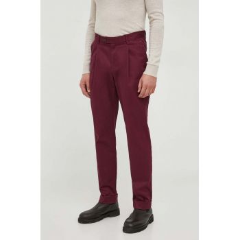 Michael Kors pantaloni barbati, culoarea bordo, drept