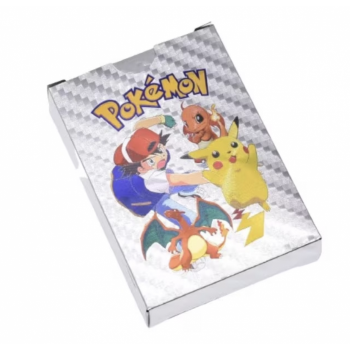 Set 55 cartonase argintii Pokemon de firma originala