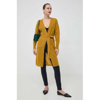 Max Mara Leisure cardigan din lana culoarea galben, light