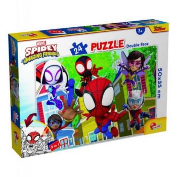 Puzzle de colorat -  distractie cu paienjenelul marvel si prietenii lui uimitori (24 piese)