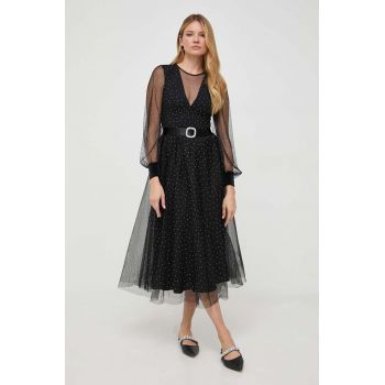 Nissa rochie culoarea negru, midi, evazati