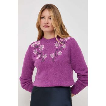 Silvian Heach pulover din amestec de lana femei, culoarea violet, cu turtleneck