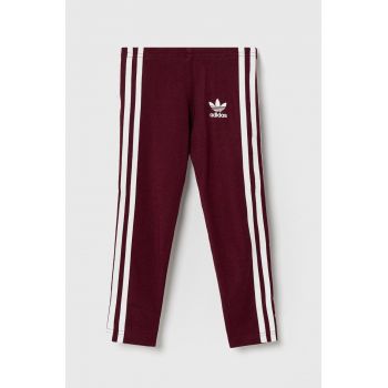 adidas Originals leggins copii culoarea bordo, cu imprimeu