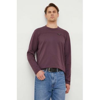 G-Star Raw longsleeve din bumbac culoarea violet, neted de firma original