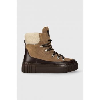 Gant botine Snowmont femei, culoarea maro, cu toc plat, izolat, 27543368.G240