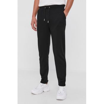 Karl Lagerfeld Pantaloni bărbați, culoarea negru, material neted