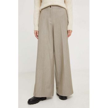 Answear Lab pantaloni femei, culoarea gri, drept, high waist ieftina
