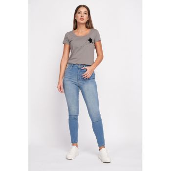 Blugi skinny cu talie inalta