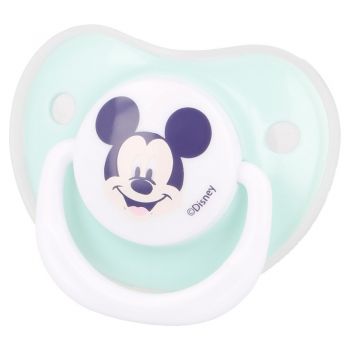 Set 2 suzete ortodontice Disney Mickey din silicon cu capac de protectie 6 luni+