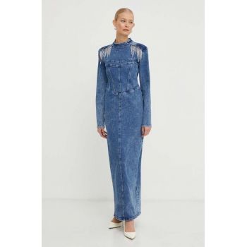 Gestuz rochie din denim maxi, mulată 10908469