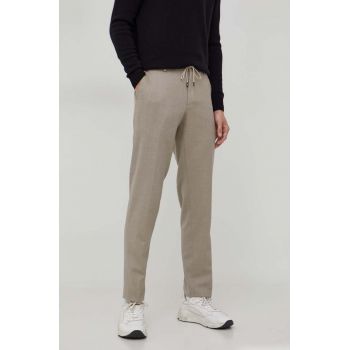 Michael Kors pantaloni de lana culoarea bej, drept