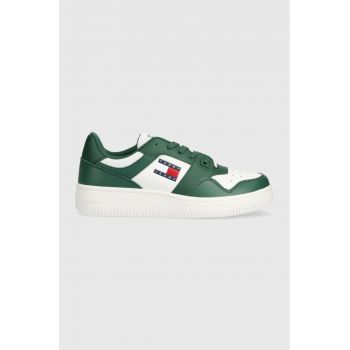 Tommy Jeans sneakers din piele TJM RETRO BASKET ESS culoarea verde, EM0EM01395 de firma originali