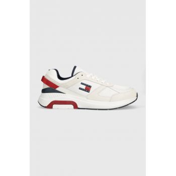 Tommy Jeans sneakers TJM RUNNER COMBINED culoarea alb, EM0EM01319