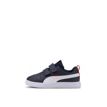 Pantofi sport cu velcro si logo Courtflex V2 - Bleumarin/Rosu/Alb la reducere