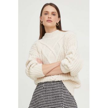 Answear Lab pulover femei, culoarea bej, călduros, cu turtleneck