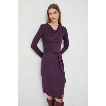 Marella rochie culoarea violet, midi, drept