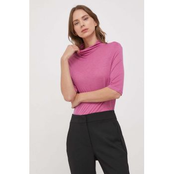 Sisley tricou din lana culoarea roz, cu turtleneck