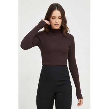 Answear Lab pulover culoarea maro, light, cu turtleneck