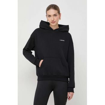 La Mania bluza femei, culoarea negru, cu glugă, cu imprimeu