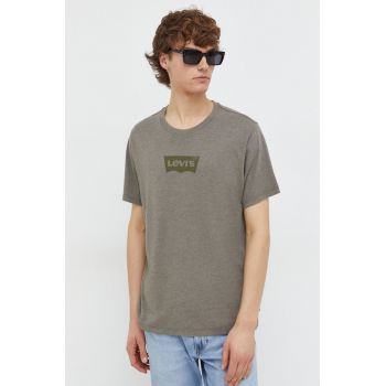 Levi's tricou din bumbac barbati, culoarea verde, cu imprimeu