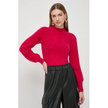 Marella pulover de lana femei, culoarea roz, călduros, cu turtleneck