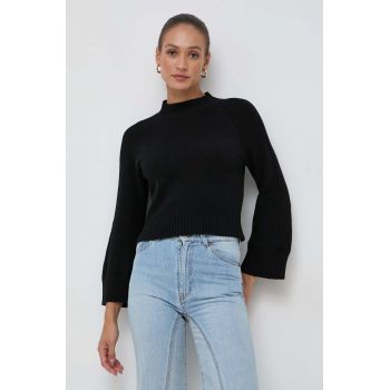 Marella pulover din amestec de lana femei, culoarea negru, light, cu turtleneck