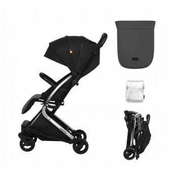 Carucior sport pliabil Skiddou Mikkeli Onyx, ultracompact pentru calatorii, Negru