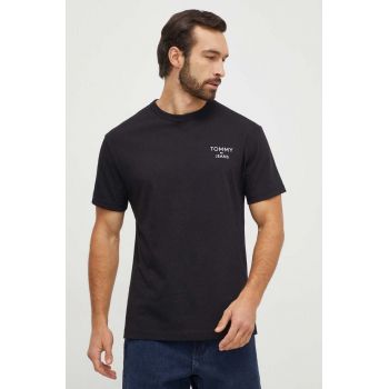 Tommy Jeans tricou din bumbac bărbați, culoarea negru, cu imprimeu DM0DM18872